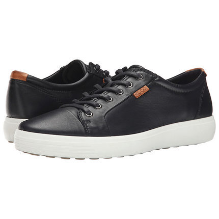 经典款 ECCO爱步男鞋系带纯色牛皮透气舒适低帮鞋休闲鞋ZP8551422