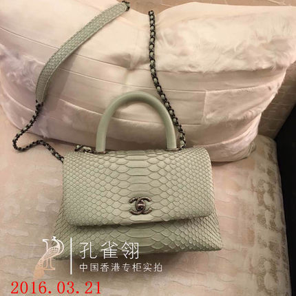 Chanel/香奈儿chanel女包16春款蟒蛇皮奢华口盖手提包链条单肩包 Chanel/香奈儿chanel女包16春款蟒蛇皮奢华口盖手提包链条单肩包