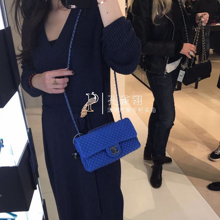 Chanel/香奈儿chanel女包15新款电光蓝小菱格纹口盖链条单肩包 Chanel/香奈儿chanel女包15新款电光蓝小菱格纹口盖链条单肩包