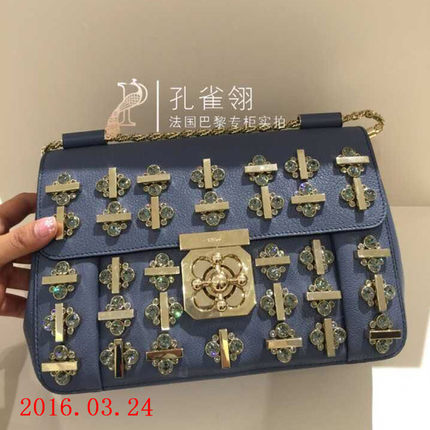 Chloe/蔻依chloe女包16春款时尚奢华宝石镶嵌款口盖单肩包 Chloe/蔻依chloe女包16春款时尚奢华宝石镶嵌款口盖单肩包