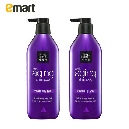 EMART正品海外miseenscene美妆仙黑珍珠发根强化洗发水 680g*2个