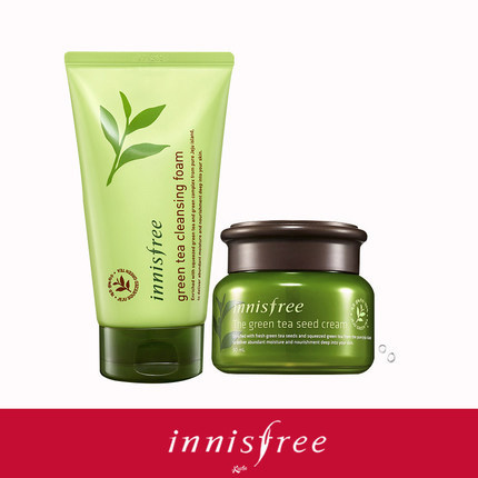 悦诗风吟绿茶籽精萃水分菁华面霜+绿茶保湿洁面膏组合套装