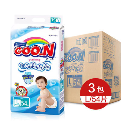 Goo.N大王L54*3连包轻薄透气干爽维E婴儿纸尿裤尿不湿 (9-14KG)