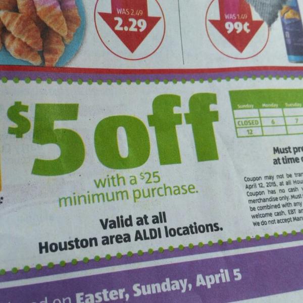 Photo taken at Aldi by Tiffany C. on 4/1/2015-美国得克萨斯州帕萨迪纳费尔蒙4140号ALDI超市 Photo taken at Aldi by Tiffany C. on 4/1/2015