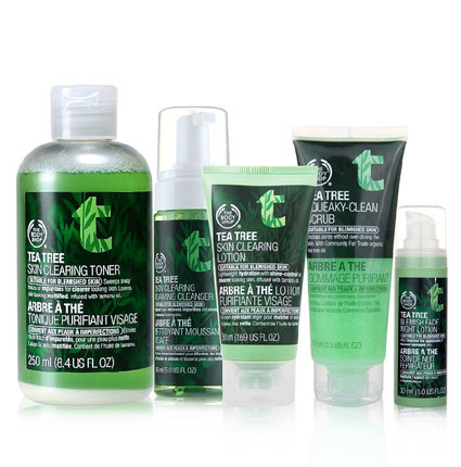 The Body Shop/美体小铺 茶树洁面/磨砂/乳霜/修护露/爽肤水套装
