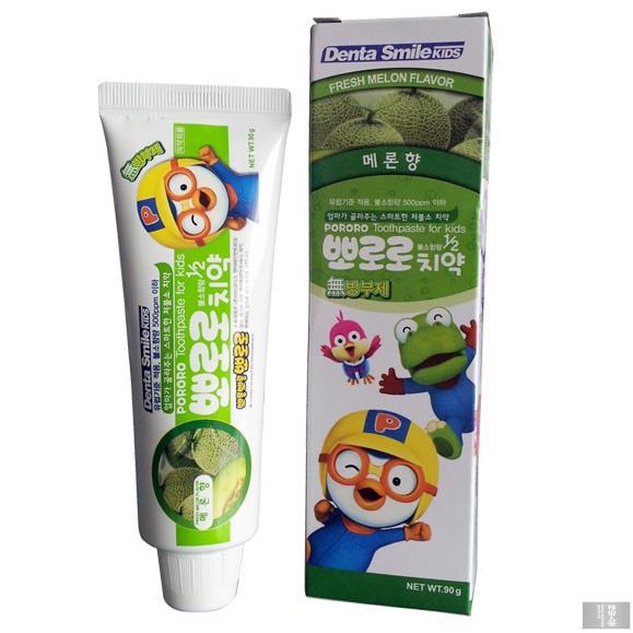 PORORO儿童牙膏 宝宝专用 90G 甜瓜味 防蛀无氟可吞食