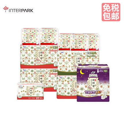 韩国直邮 贵爱娘卫生巾艾草中药138片组合 夜用护垫暖宫棉柔痛经