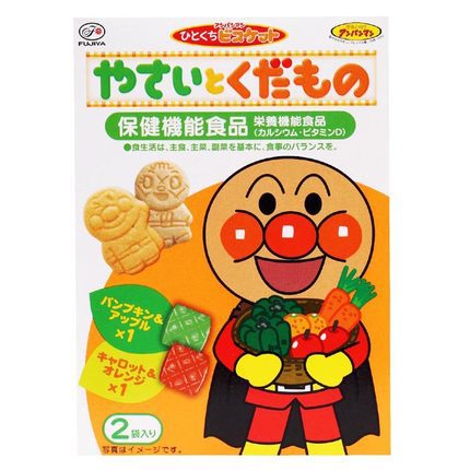 日本原装不二家卡通零食面包超人宝宝果蔬营养机能饼干 香港直邮