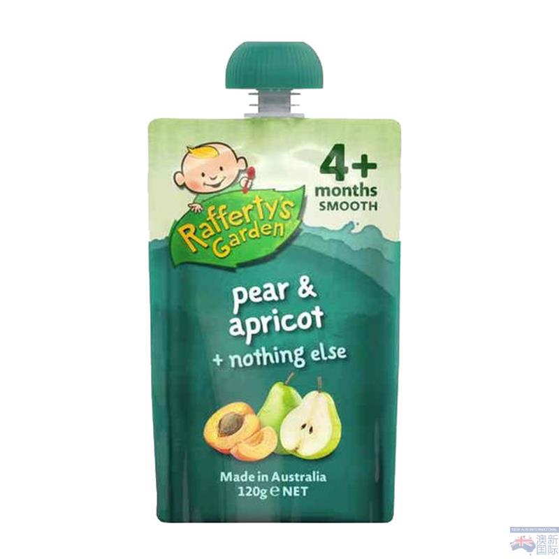 Raffertys Garden梨 杏子婴儿混合果泥 4月以上120g Raffertys Garden梨 杏子婴儿混合果泥 4月以上120g