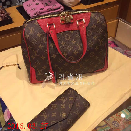 Louis Vuitton路易威登lv女包16春款老花拉链锁扣手提包M40546 Louis Vuitton路易威登lv女包16春款老花拉链锁扣手提包M40546