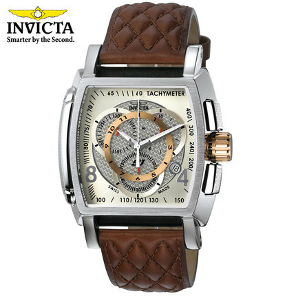 瑞士INVICTA海外直邮商务休闲石英表男计时码表200米防水真皮表带