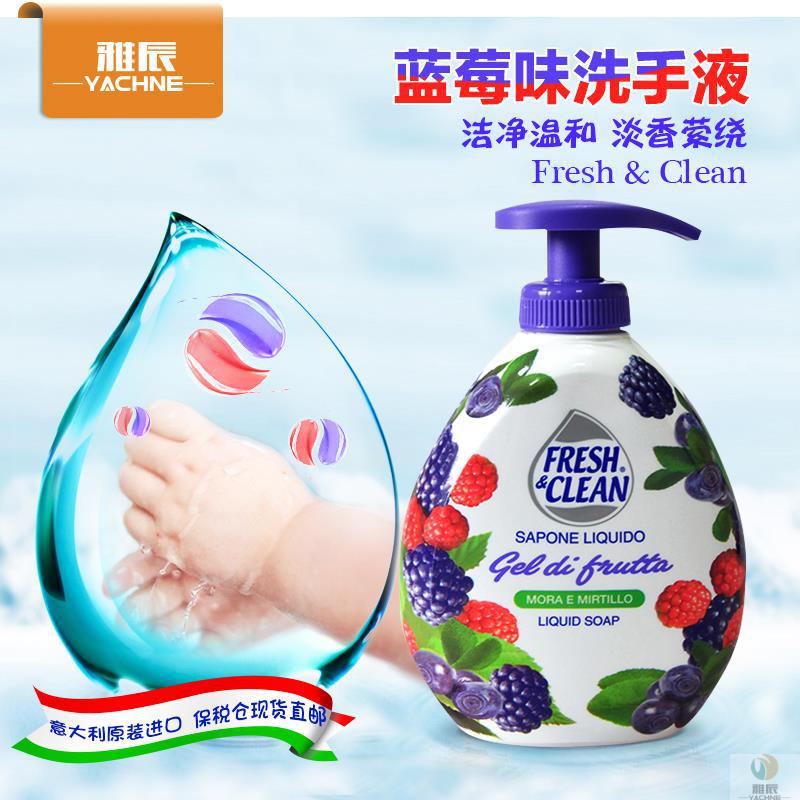 意大利进口杀菌洗手液-fresh clean宝宝纯天然消毒杀菌蓝莓味洗手液