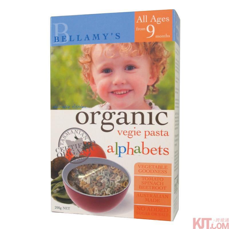 澳大利亚进口婴幼儿面条-Bellamy 贝拉米 蔬菜字母面 200g 8个月以上