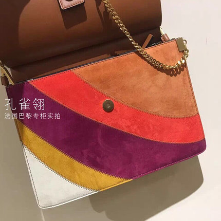 Chloe/蔻依chloe女包16春款多色拼接时尚口盖搭扣方形单肩包 Chloe/蔻依chloe女包16春款多色拼接时尚口盖搭扣方形单肩包