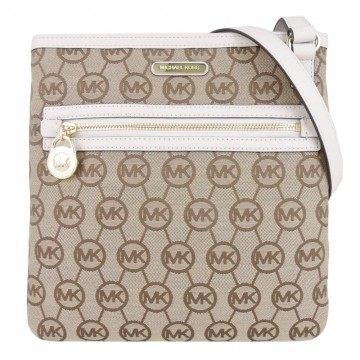 MICHAEL KORS 织布MK圆字斜背包(卡其白)