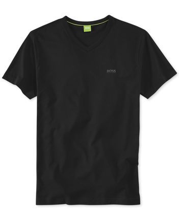 Hugo Boss/博士2016新款男装 修身款纯色V领带LOGO短袖T恤
