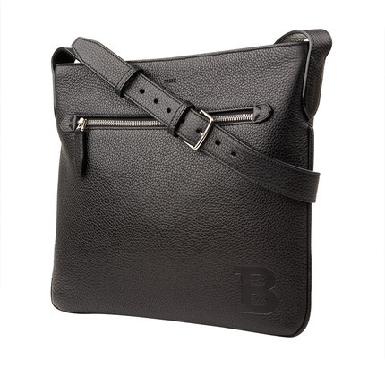 Bally/巴利男包 头层牛皮男士黑色竖款方形单肩斜挎包现货MANN