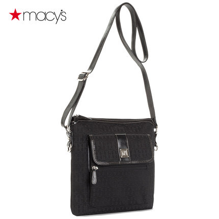 Macy's女斜挎包GB标志提花帆布顶部拉链Giani Bernini2612603777