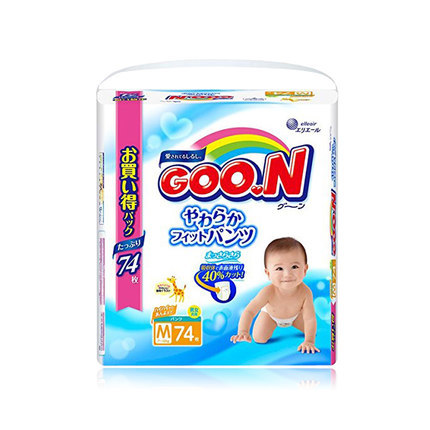 日本进口大王拉拉裤M74片中号学步训练裤m60片+14纸尿裤尿不湿