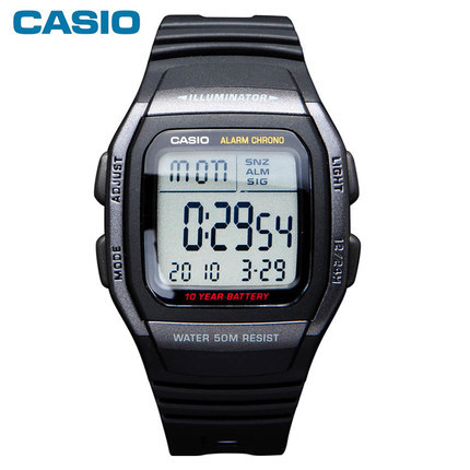 正品卡西欧男表CASIO电子表10年电子运动学生手表W-96H-1A/1B/2A