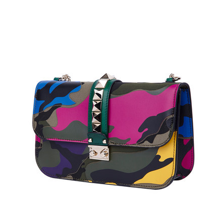 Valentino/华伦天奴女包 2016新款迷彩柳钉单肩斜挎包JW2B0398THN