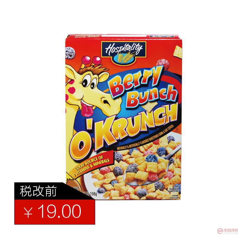 美国进口燕麦圈-Hospitality好客佳莓果味玉米燕麦圈198g 美国进口燕麦圈-Hospitality好客佳莓果味玉米燕麦圈198g