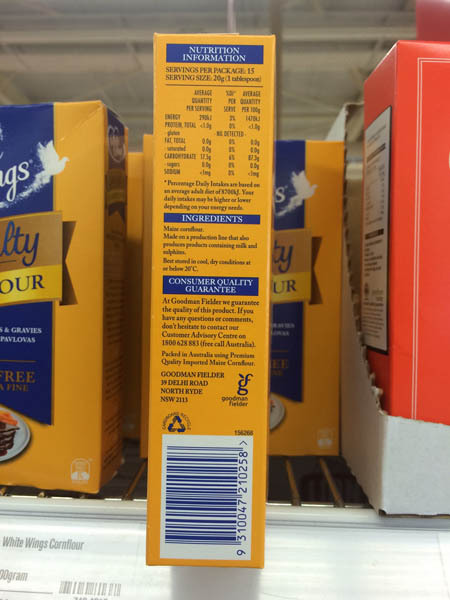 澳大利亚进口玉米淀粉-White wings特种玉米淀粉300g