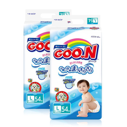 大王L54*2 日本大王GOO.N宝宝纸尿裤 婴儿尿不湿 纸尿裤