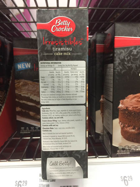 澳大利亚进口提拉米苏蛋糕-Betty Crocker Irresistibles提拉米苏蛋糕375g