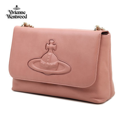 Vivienne Westwood/薇薇安威斯特伍德 皮粉色LOGO链条饰单肩包 Vivienne Westwood/薇薇安威斯特伍德 皮粉色LOGO链条饰单肩包