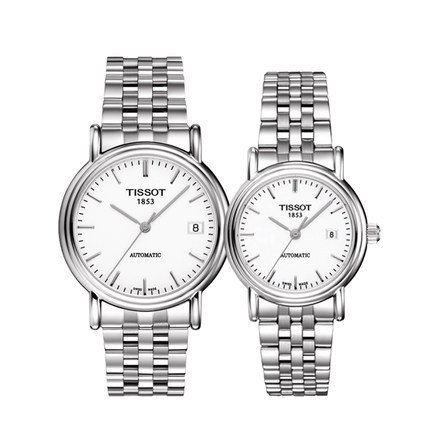 全球联保瑞士天梭情侣机械手表T95.1.483.91/T95.1.183.91
