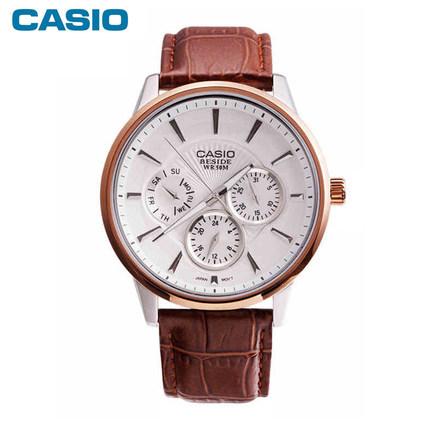 正品 卡西欧 男表CASIO时尚休闲男式三眼皮带石英手表BEM-302L-7A 正品 卡西欧 男表CASIO时尚休闲男式三眼皮带石英手表BEM-302L-7A