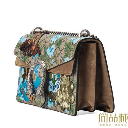 正品直邮Gucci古奇2016新款女包花草印花单肩包400249KYSFN8938