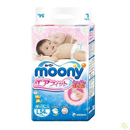 【四叶草】日本原装进口MOONY尤妮佳标准装L54片 婴儿纸尿裤