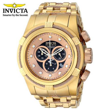正品INVICTA 男士高端时尚商务金色石英表 防水蓝宝石不锈钢1273