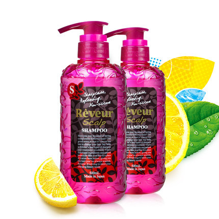 Reveur无硅洗发水头皮护理型 橘子香 粉色500ml两瓶装