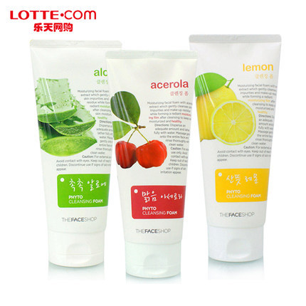 乐天网购the face shop洁面乳三件套补水保湿控油天然植物韩国