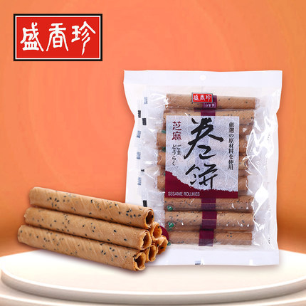 盛香珍 台湾特产手工芝麻味卷饼132g 海外进口零食手工点心