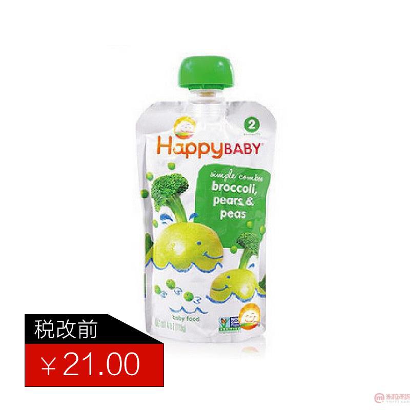 美国进口果泥-Happy Baby禧贝 2段西兰花豌豆梨果泥99g 美国进口果泥-Happy Baby禧贝 2段西兰花豌豆梨果泥99g