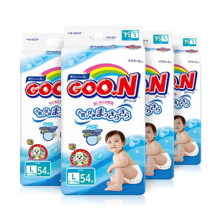 大王Goo.N轻薄透气干爽维E婴儿纸尿裤尿不湿L54片四包装