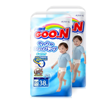 大王GOO.N 短裤式纸尿裤加大号XL38*2男宝宝拉拉裤柔软透气薄