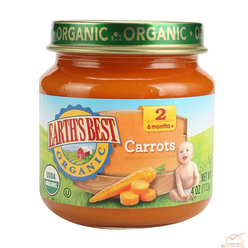 EARTH S BEST 爱思贝 果泥 2段胡萝卜泥(6个月以上) 113克(4安士)/瓶