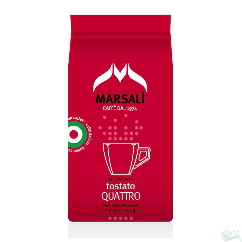 意大利 咖啡粉 原装进口Marsali TOSTATO QUATTRO 250 GR玛萨利意式深烘焙咖啡粉