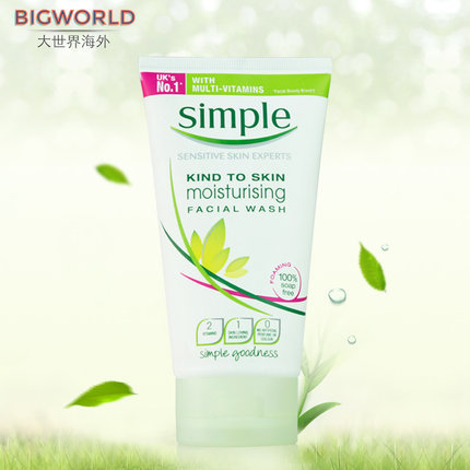 英国Simple清妍保湿泡沫洁面乳洗面奶150ml温和清洁无皂基不紧绷