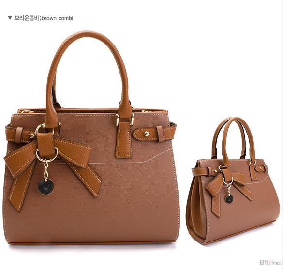 McLaNEE 斜背包单肩包蝴蝶结装饰(茶色)