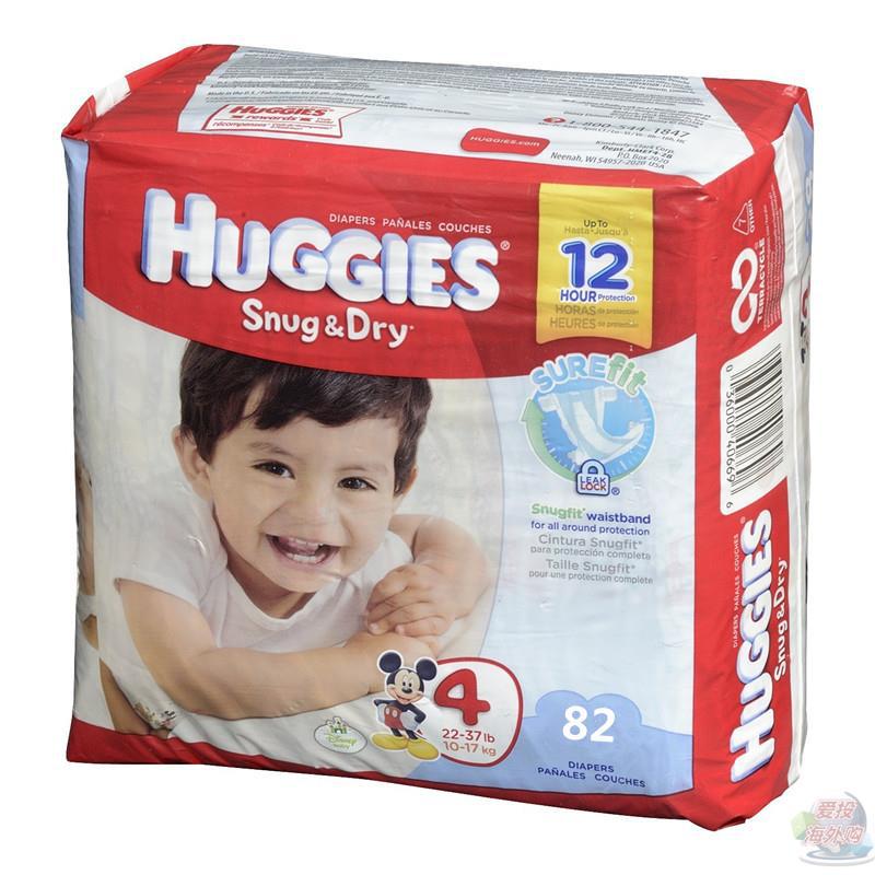 美国进口超薄干爽纸尿裤-Huggies好奇 干爽型纸尿裤 超薄 4号 82片