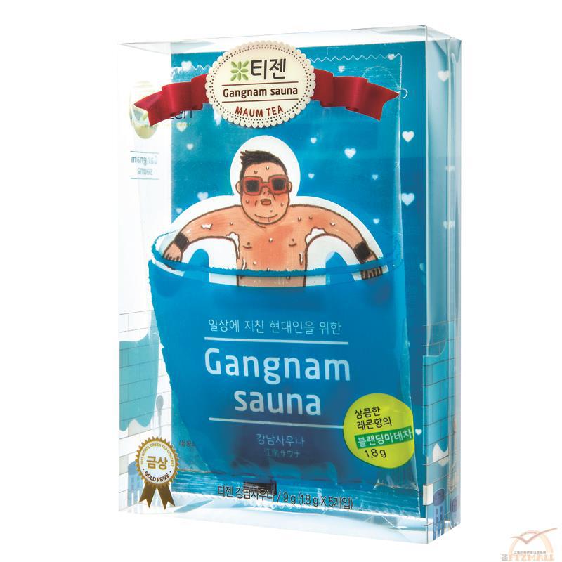 韩国进口马黛茶-Teazen 江南桑拿 柠檬马黛茶 可爱卡通茶包 9克/蓝色