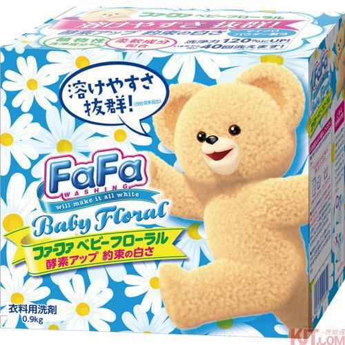 日本进口洗衣粉-FaFa洗衣粉 超浓缩酵素洗衣粉 婴儿花香型除臭0.9kg