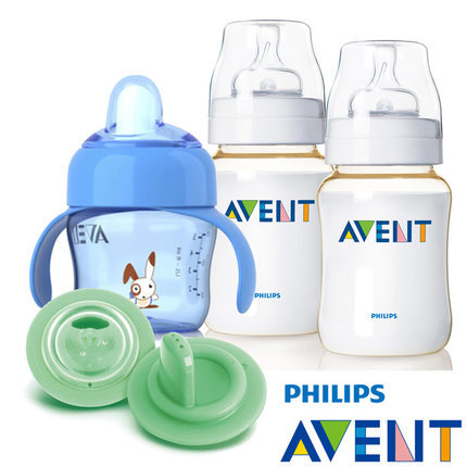 PHILIPS AVENT-PES防胀奶瓶260ml(双入)+水杯特惠组(蓝) PHILIPS AVENT-PES防胀奶瓶260ml(双入)+水杯特惠组(蓝)