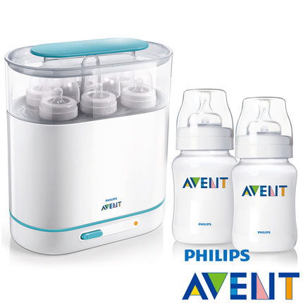 PHILIPS AVENT三合一蒸气消毒锅+ PP防胀气奶瓶260ml(双入) PHILIPS AVENT三合一蒸气消毒锅+ PP防胀气奶瓶260ml(双入)